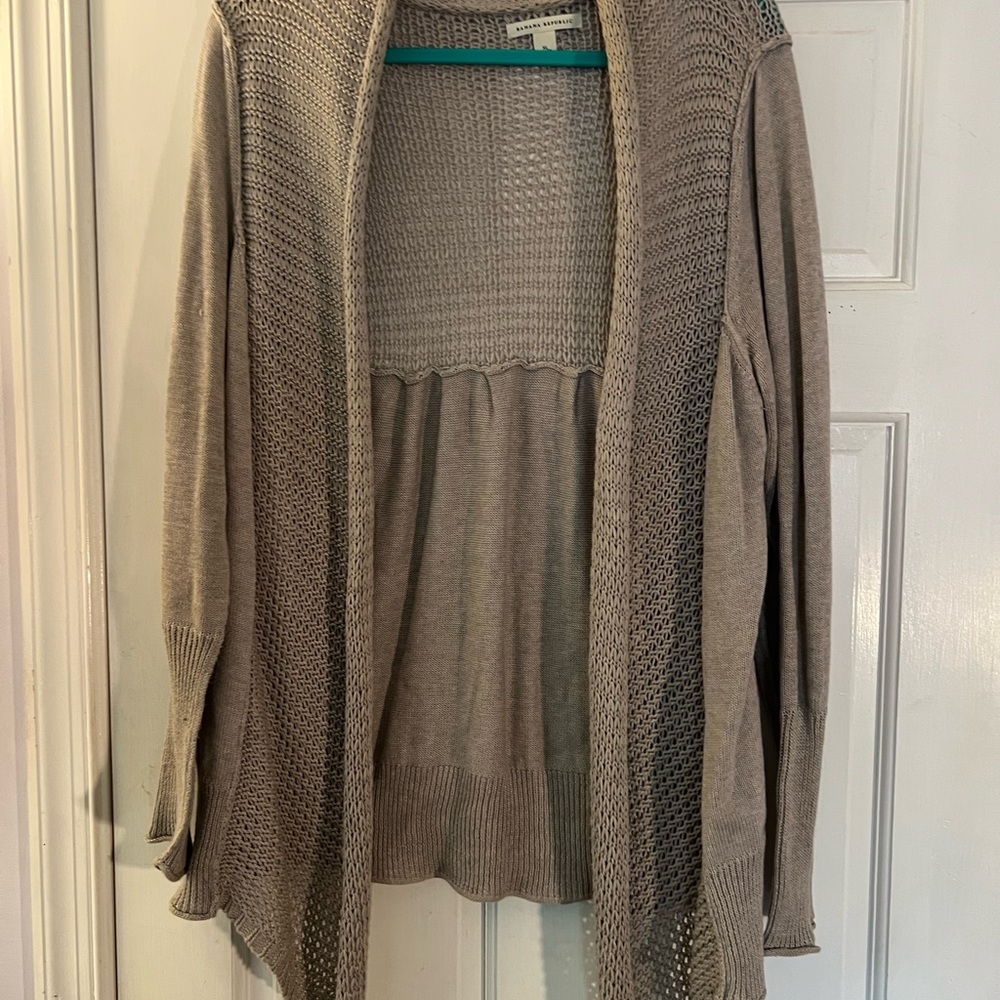 Banana Republic Taupe Open-Front Cardigan